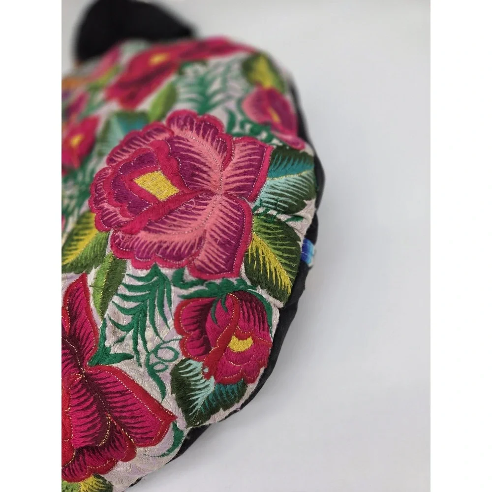 Bohemian Hippie Gypsy Embroidered Zipper Floral Hobo Crossbody Shoulder Bag